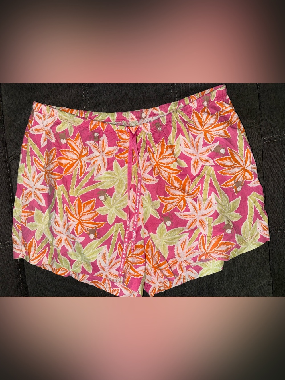 Women’s Pink Floral Drawstring Athletic Shorts